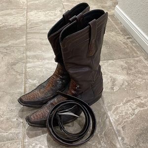 Cuadra Cowboy Snake leather boots‎ Size 10.5  with matching belt size 38